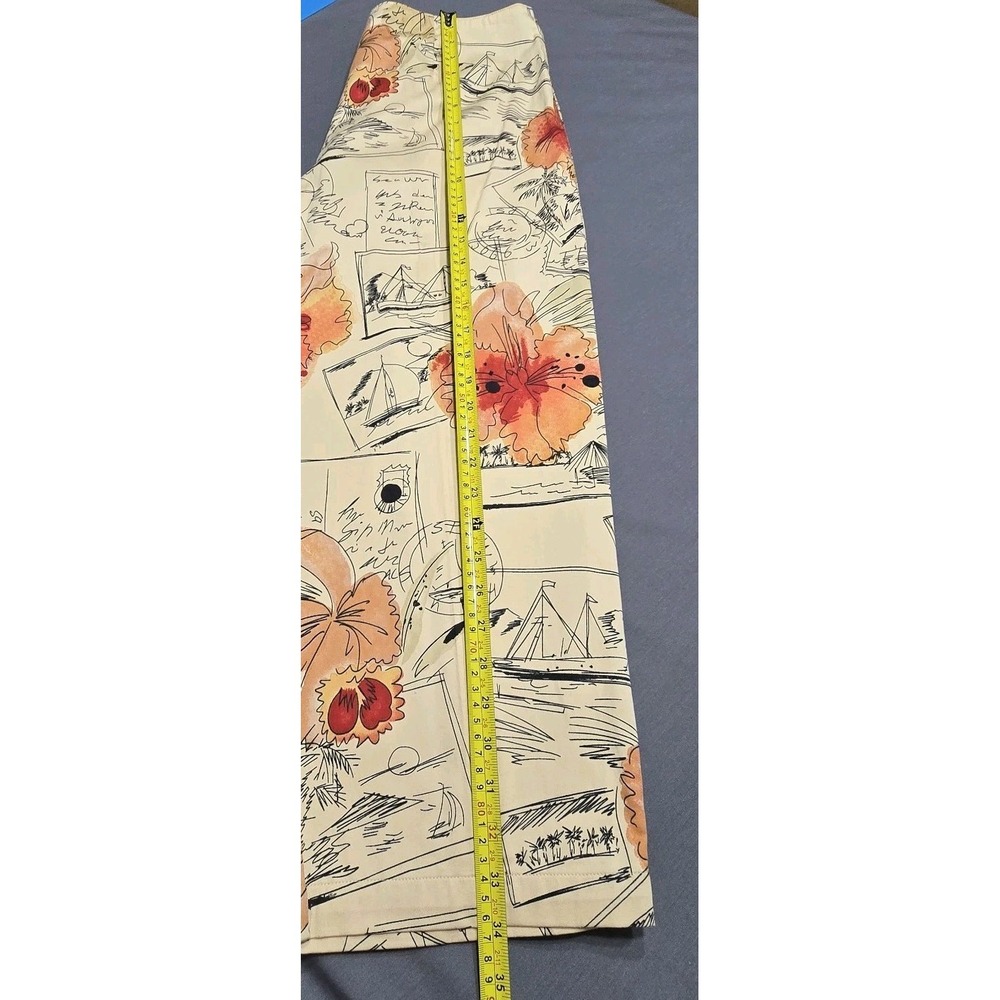 Hearts Of All Over Vintage Postcard Print Women Capri Pants Sz 12 Side Waist Zip - Picture 9 of 9